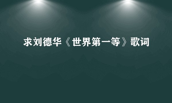 求刘德华《世界第一等》歌词