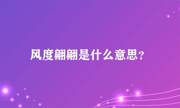 风度翩翩是什么意思?