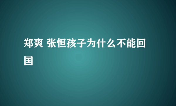 郑爽 张恒孩子为什么不能回国