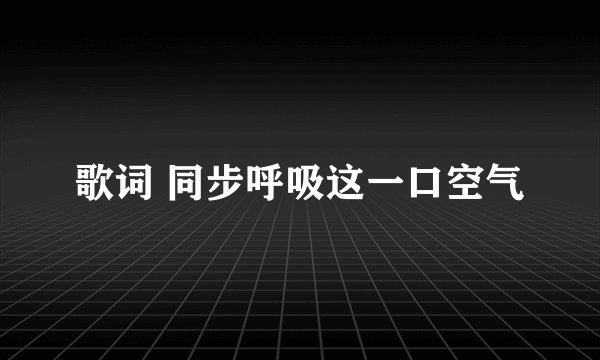 歌词 同步呼吸这一口空气