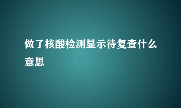 做了核酸检测显示待复查什么意思