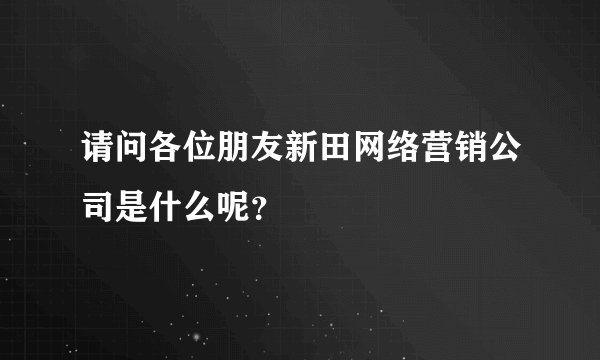 请问各位朋友新田网络营销公司是什么呢？