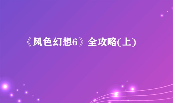 《风色幻想6》全攻略(上)