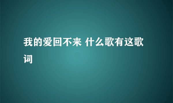 我的爱回不来 什么歌有这歌词