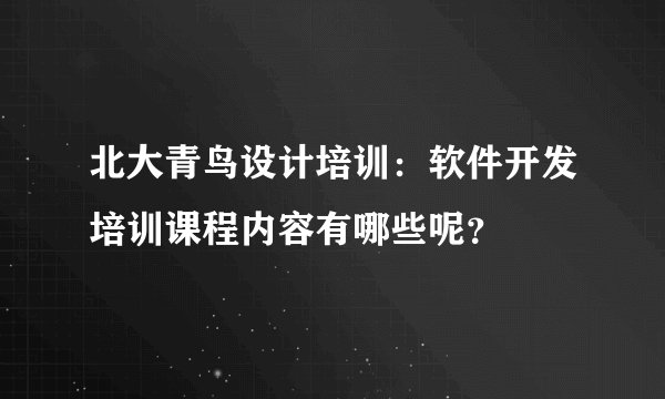 北大青鸟设计培训：软件开发培训课程内容有哪些呢？