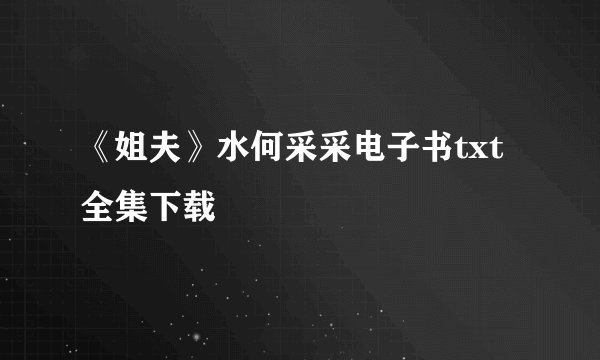 《姐夫》水何采采电子书txt全集下载