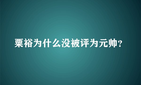 粟裕为什么没被评为元帅？