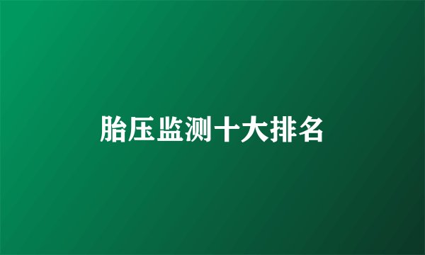 胎压监测十大排名