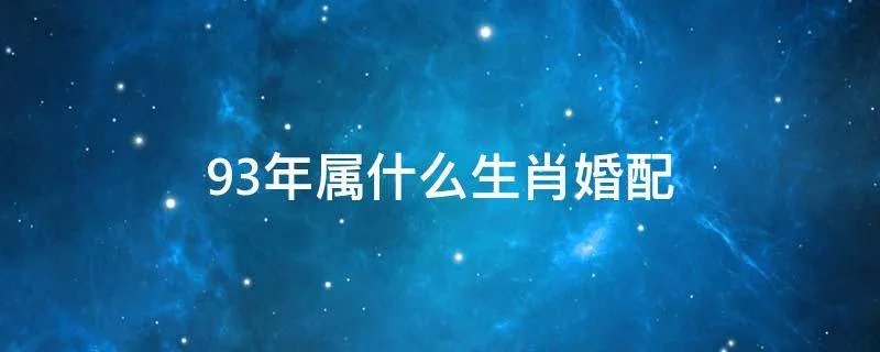 93年属什么生肖婚配