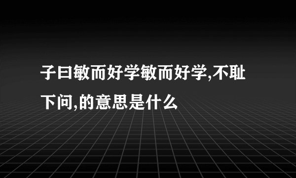 子曰敏而好学敏而好学,不耻下问,的意思是什么