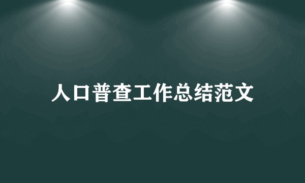 人口普查工作总结范文