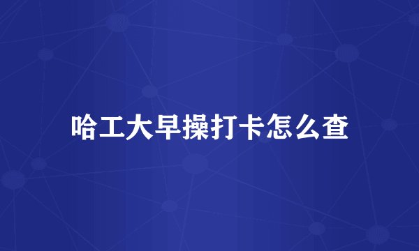 哈工大早操打卡怎么查