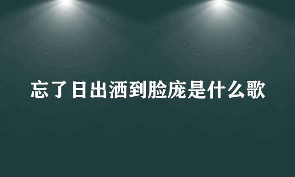 忘了日出洒到脸庞是什么歌