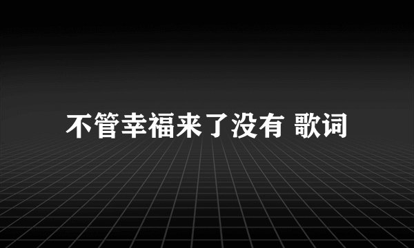 不管幸福来了没有 歌词