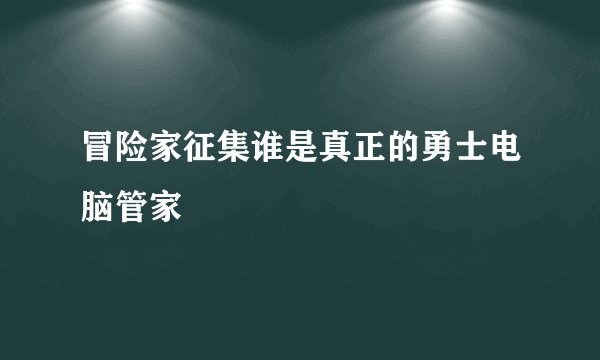 冒险家征集谁是真正的勇士电脑管家