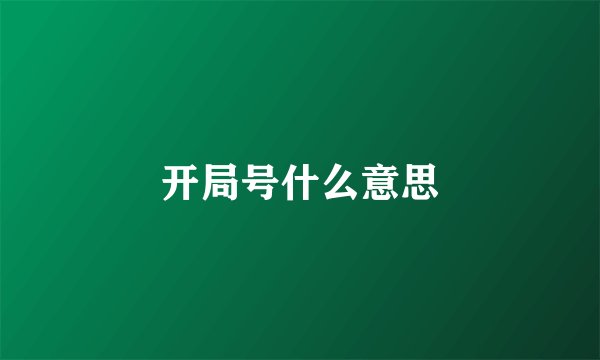 开局号什么意思
