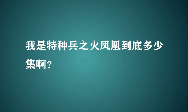 我是特种兵之火凤凰到底多少集啊？