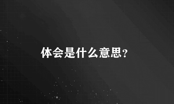 体会是什么意思？