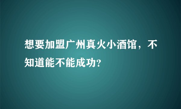 想要加盟广州真火小酒馆，不知道能不能成功？