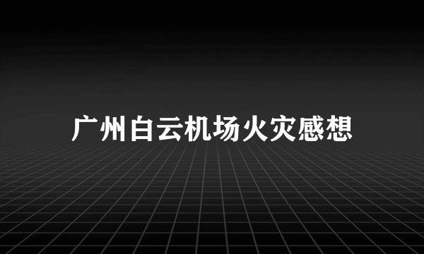 广州白云机场火灾感想