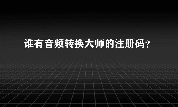 谁有音频转换大师的注册码？
