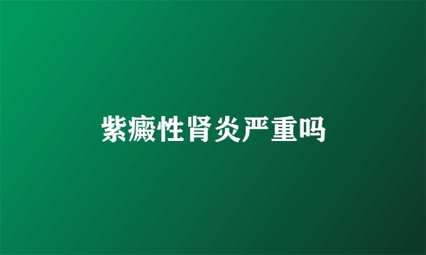 紫癜性肾炎严重吗