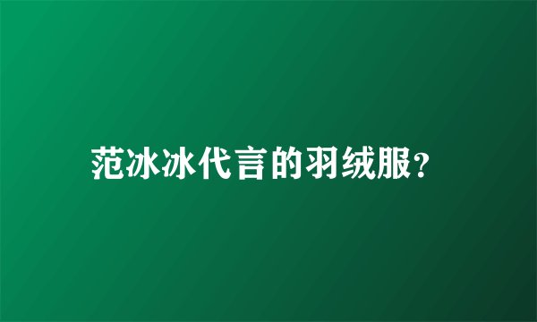 范冰冰代言的羽绒服？