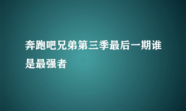 奔跑吧兄弟第三季最后一期谁是最强者