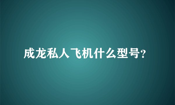 成龙私人飞机什么型号？