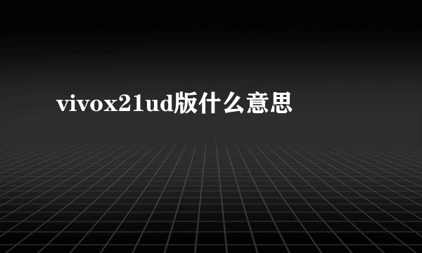 vivox21ud版什么意思
