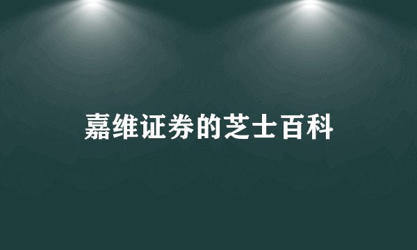 嘉维证券的芝士百科
