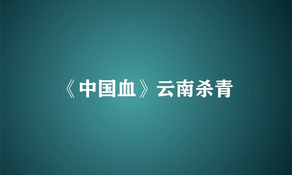 《中国血》云南杀青