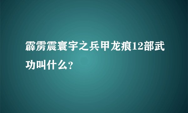 霹雳震寰宇之兵甲龙痕12部武功叫什么？