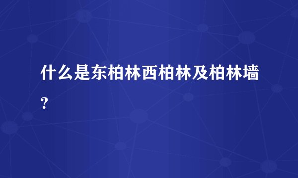 什么是东柏林西柏林及柏林墙？