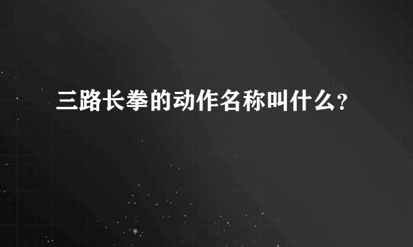 三路长拳的动作名称叫什么？