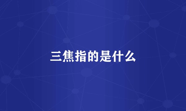 三焦指的是什么