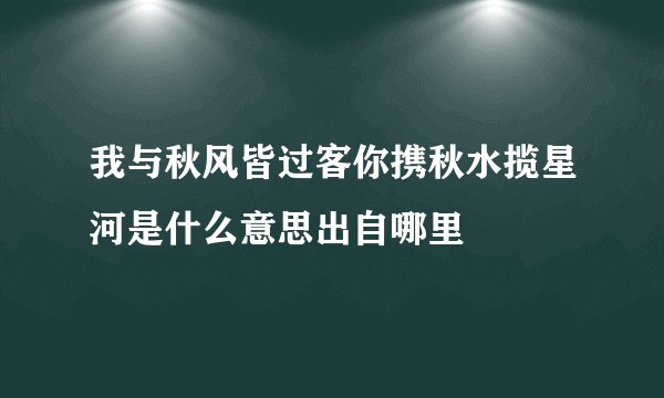 我与秋风皆过客你携秋水揽星河是什么意思出自哪里