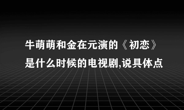 牛萌萌和金在元演的《初恋》是什么时候的电视剧,说具体点