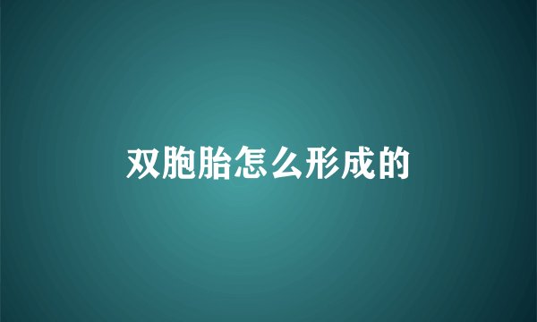 双胞胎怎么形成的