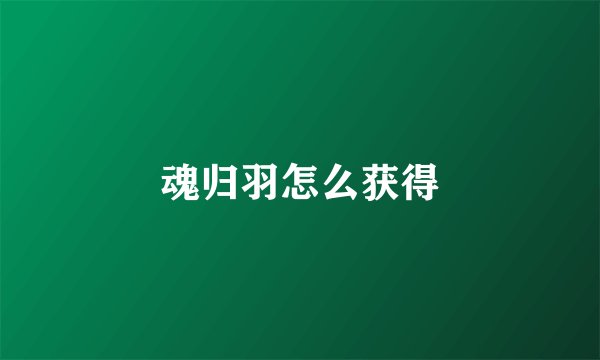 魂归羽怎么获得