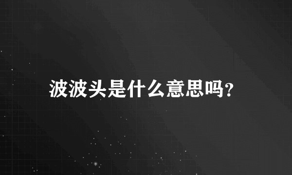 波波头是什么意思吗？