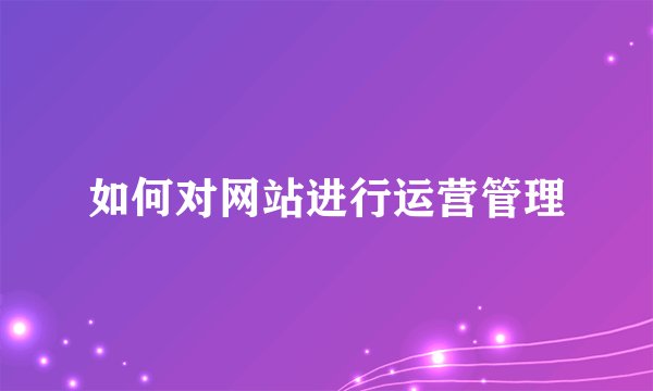 如何对网站进行运营管理