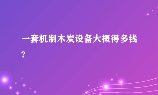 一套机制木炭设备大概得多钱?