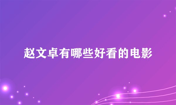 赵文卓有哪些好看的电影