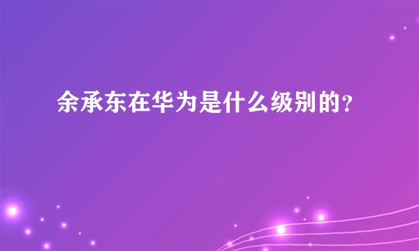余承东在华为是什么级别的？