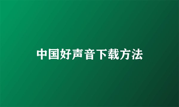 中国好声音下载方法