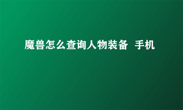 魔兽怎么查询人物装备  手机