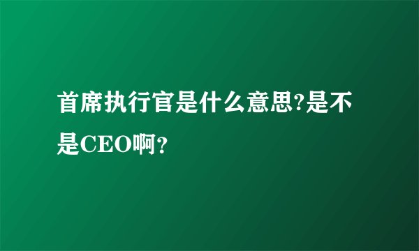 首席执行官是什么意思?是不是CEO啊？