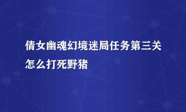 倩女幽魂幻境迷局任务第三关怎么打死野猪