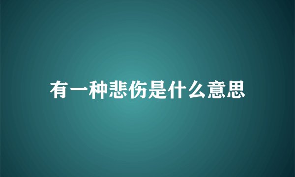 有一种悲伤是什么意思